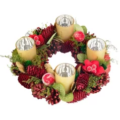 MagicHome karácsonyi koszorú, adventi, piros, 30 cm