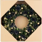 MagicHome karácsonyi koszorú, függő, zöld-kék-arany, 29 cm