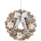 MagicHome karácsonyi koszorú, függő, natúr, masnival, 30 cm