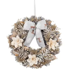   MagicHome karácsonyi koszorú, függő, natúr, masnival, 30 cm
