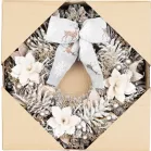 MagicHome karácsonyi koszorú, függő, natúr, masnival, 30 cm