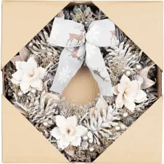   MagicHome karácsonyi koszorú, függő, natúr, masnival, 30 cm