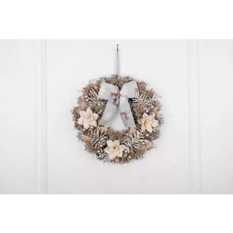 MagicHome karácsonyi koszorú, függő, natúr, masnival, 30 cm