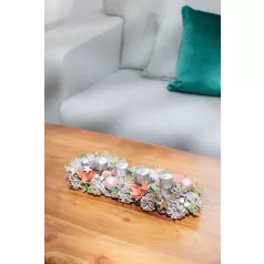   Ikebana MagicHome Karácsony, Advent, rózsaszín-narancs, 44x15x9 cm