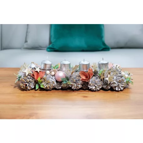 Ikebana MagicHome Karácsony, Advent, rózsaszín-narancs, 44x15x9 cm