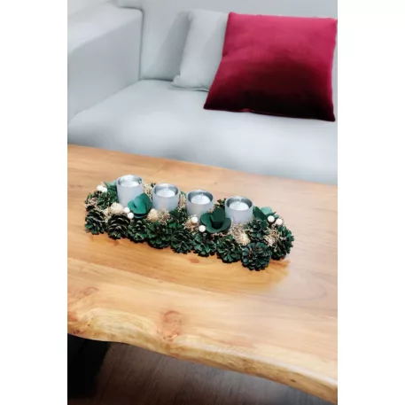 Ikebana MagicHome Karácsony, Advent, zöld, 45x15x9 cm