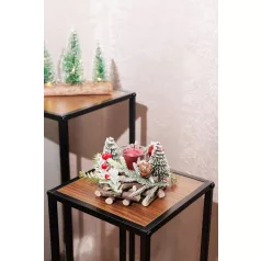 MagicHome karácsonyi gyertyatartó, natúr, 13x11 cm