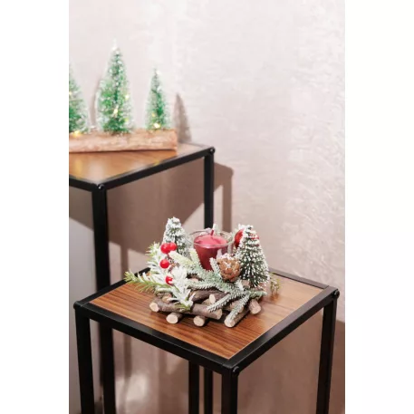 MagicHome karácsonyi gyertyatartó, natúr, 13x11 cm