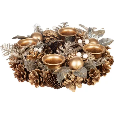 MagicHome karácsonyi koszorú, advent, arany, 30 cm