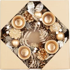 MagicHome karácsonyi koszorú, advent, arany, 30 cm