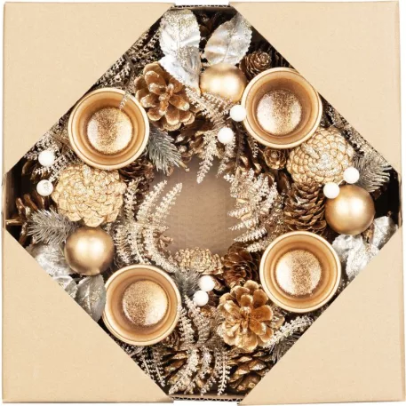 MagicHome karácsonyi koszorú, advent, arany, 30 cm