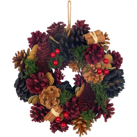 MagicHome karácsonyi koszorú, függő, kék-piros, 24 cm