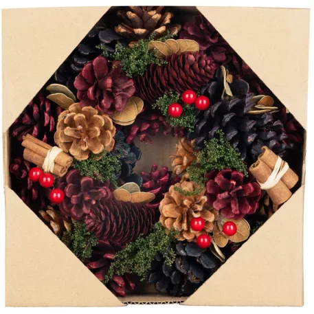 MagicHome karácsonyi koszorú, függő, kék-piros, 24 cm