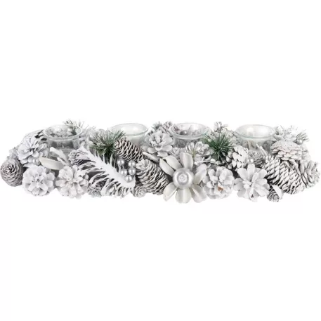 Ikebana MagicHome Karácsony, Advent, fehér, 50x16x9 cm