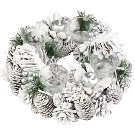 MagicHome karácsonyi koszorú, adventi, fehér, 32 cm