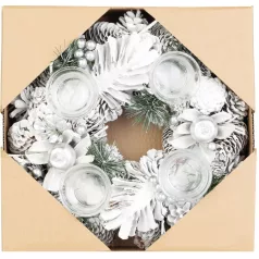 MagicHome karácsonyi koszorú, adventi, fehér, 32 cm