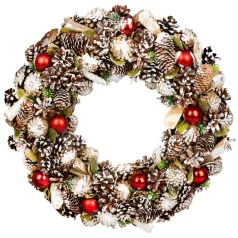 MagicHome karácsonyi koszorú, függő, natúr, 50 cm