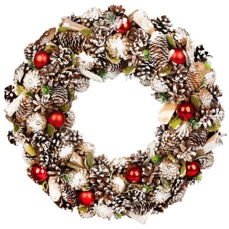 MagicHome karácsonyi koszorú, függő, natúr, 50 cm