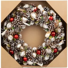 MagicHome karácsonyi koszorú, függő, natúr, 50 cm