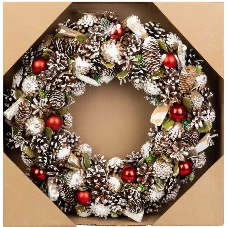 MagicHome karácsonyi koszorú, függő, natúr, 50 cm