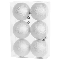 MagicHome karácsonyi gömbök, 6 db, fehér, 8 cm