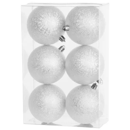 MagicHome karácsonyi gömbök, 6 db, fehér, 8 cm