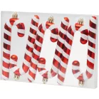 MagicHome karácsonyfadekoráció, nyalóka, fehér-piros, 12,5 cm, 6 db-os csomag