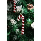 MagicHome karácsonyfadekoráció, nyalóka, fehér-piros, 12,5 cm, 6 db-os csomag