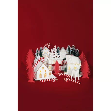 MagicHome karácsonyfadekoráció, nyalóka, fehér-piros, 12,5 cm, 6 db-os csomag