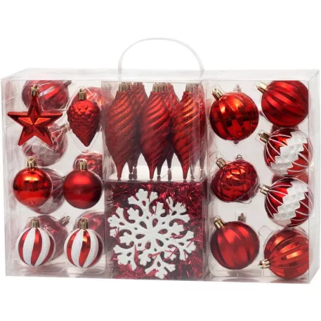 MagicHome karácsonyfa gömbök, 39 db, piros