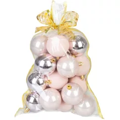 MagicHome karácsonyi gömbök, 20 db, rózsaszín, 6 cm