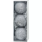MagicHome karácsonyi gömbök, 3 db-os szett, ezüst, 10 cm