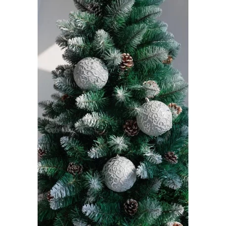 MagicHome karácsonyi gömbök, 3 db-os szett, ezüst, 10 cm