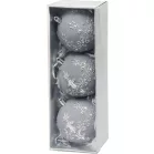 MagicHome karácsonyi gömbök, 3 db-os szett, ezüst, 8 cm