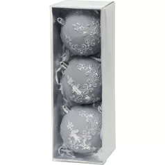 MagicHome karácsonyi gömbök, 3 db-os szett, ezüst, 8 cm