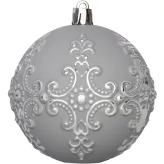 MagicHome karácsonyi gömbök, 3 db-os szett, ezüst, 8 cm