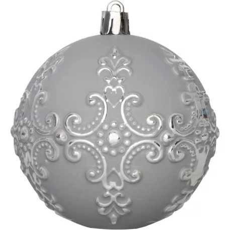 MagicHome karácsonyi gömbök, 3 db-os szett, ezüst, 8 cm