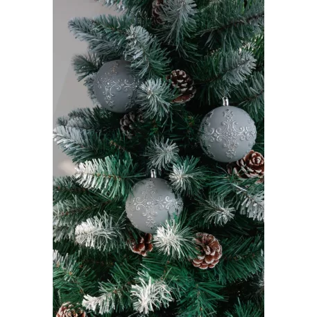 MagicHome karácsonyi gömbök, 3 db-os szett, ezüst, 8 cm