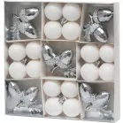 MagicHome karácsonyfa gömbök, 21 db, fehér-ezüst