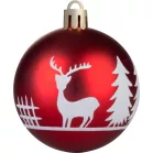 MagicHome karácsonyfagömb, 12 db, 6 cm, piros, fehér díszítéssel