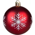 MagicHome karácsonyfagömb, 12 db, 6 cm, piros, fehér díszítéssel