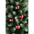 MagicHome karácsonyfagömb, 12 db, 6 cm, piros, fehér díszítéssel