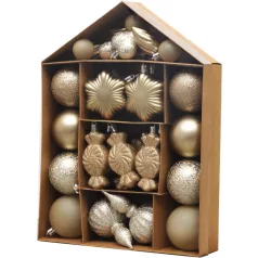 MagicHome karácsonyfa gömbök, 32 db, pezsgő színű