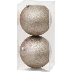   MagicHome karácsonyi gömbök, 2 db, bézs, karácsonyfára, 12 cm