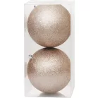 MagicHome karácsonyi gömbök, 2 db, pezsgőszínű, karácsonyfára, 12 cm