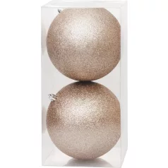   MagicHome karácsonyi gömbök, 2 db, pezsgőszínű, karácsonyfára, 12 cm