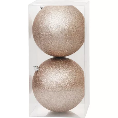 MagicHome karácsonyi gömbök, 2 db, pezsgőszínű, karácsonyfára, 12 cm