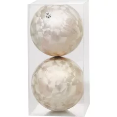   MagicHome karácsonyi gömbök, 2 db, bézs, karácsonyfára, 12 cm
