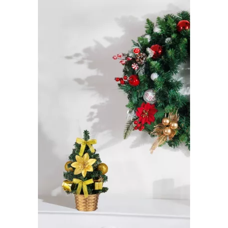 Dekoráció MagicHome Karácsony, feldíszített fa, dobbal, 21 cm