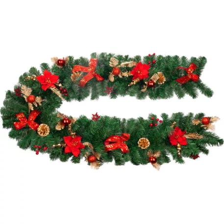 MagicHome karácsonyi dísz, girland, piros, 200 cm